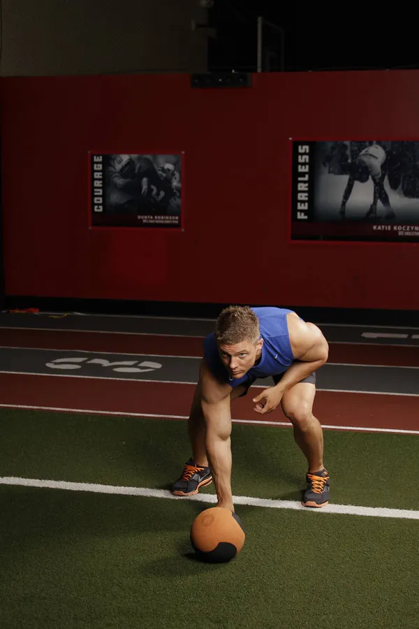 Chest Push from 3 point stance