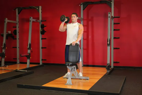 Standing Palm-In One-Arm Dumbbell Press